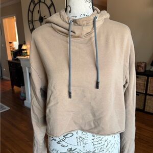 Juicy Couture Tan Cropped Hoodie with Branded Trim